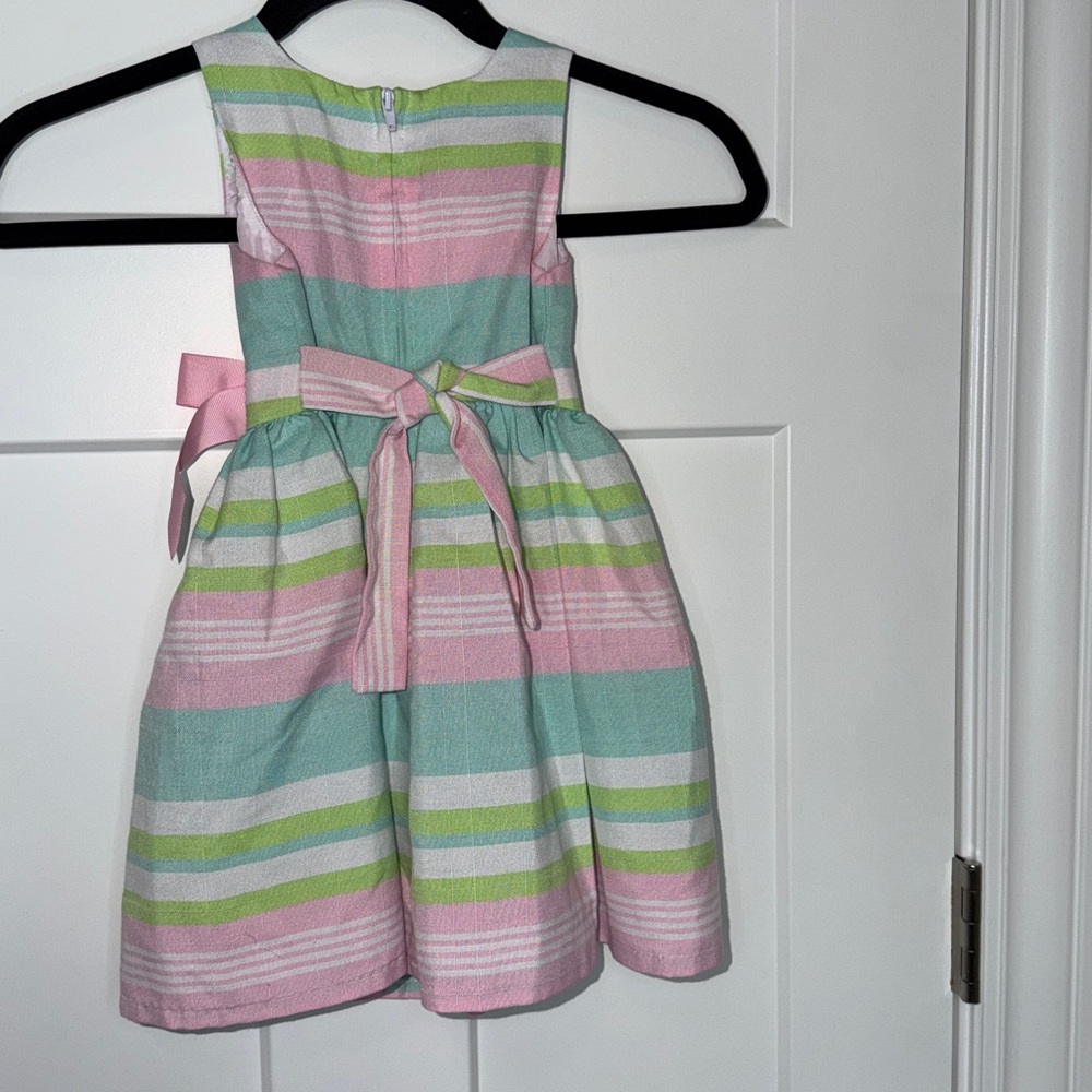 Pastel Striped Sleeveless Ribbon Bow Dress - Picture 2 of 4